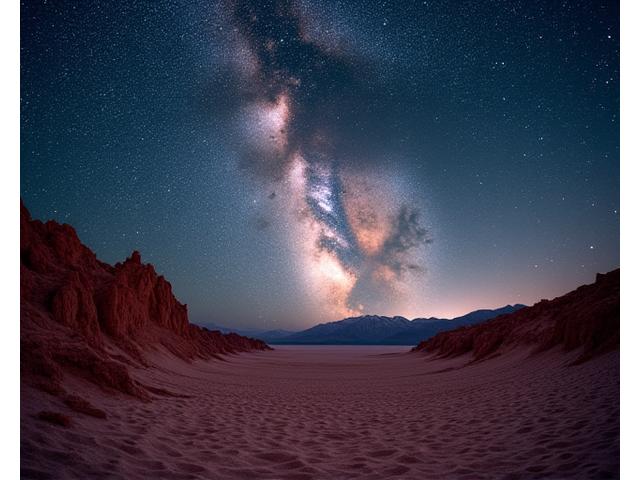 The Milky Way over the unique rock formations of the Atacama Desert, Chile at night