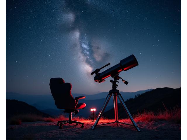 A high-end telescope setup for astrophotography under a clear, dark night sky