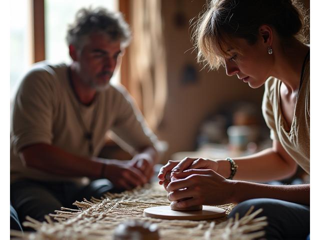 Artisan teaching traditional weaving