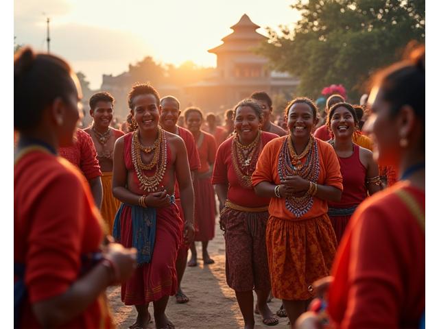 Vibrant local festival with traditional dancers