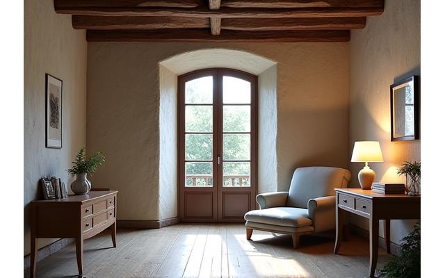 A beautifully restored historical building with rustic charm and modern amenities, blending old-world architecture with contemporary comfort.