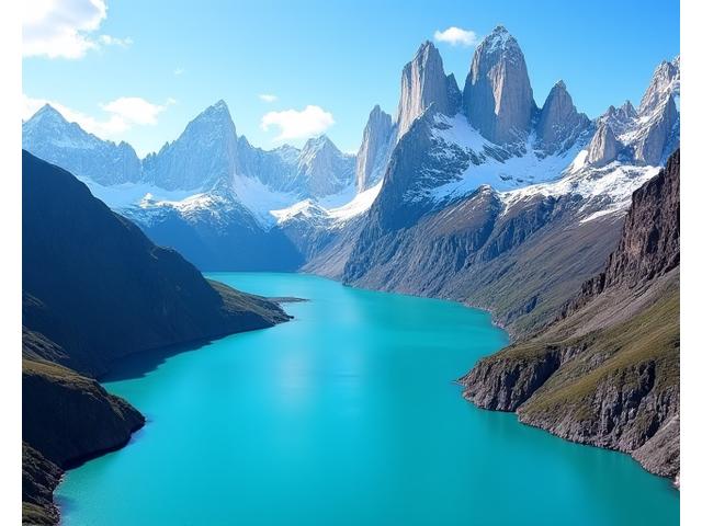 A stunning aerial view of Fitz Roy mountain in Patagonia, with vibrant blue lakes and clear skies, illustrating a comprehensive guide.